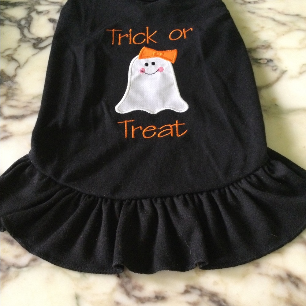 Halloween Sleeveless Dog Dress with Ghost Design